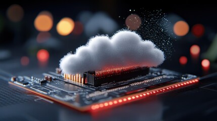 Poster - Cloud Computing Concept with Circuit Board and Abstract Technology Elements