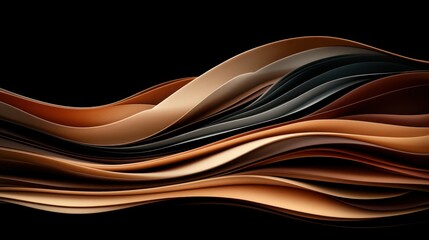 Poster - Abstract Flowing Lines in Warm Earth Tones on Dark Background