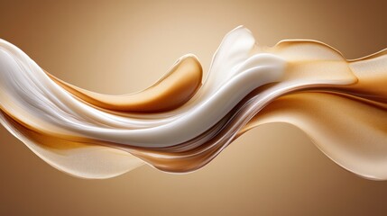 Poster - Elegant Fluid Fabric Waves in Soft Cream and Brown Tones for Backgrounds
