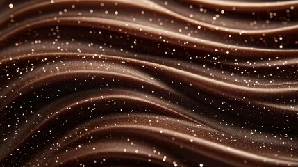 Poster - Abstract Smooth Chocolate Waves with Shimmering Particles Background