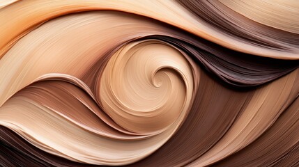 Poster - Abstract Wave Pattern in Warm Tones of Beige, Brown, and Cream Shades