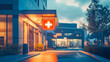 © Md Alamgir Artworks - Urgent care facility at dusk, with a glowing illuminated sign and a warm, welcoming entrance, inviting patients for immediate medical care