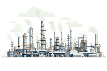 Canvas Print - silhouette oil refinery architecture factory oil.