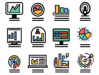Poster - Data analysis icons; charts, graphs, reports