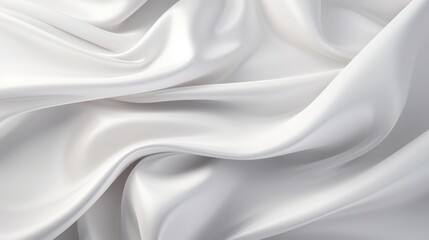 Poster - Elegant White Satin Fabric Drapery with Silken Texture and Flowing Movement Captured in Detail for Textile or Fashion Use
