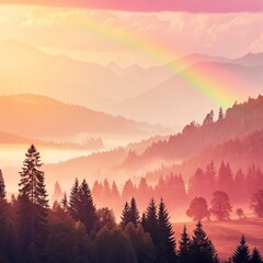 Wall Mural - surreal sunset over mountains