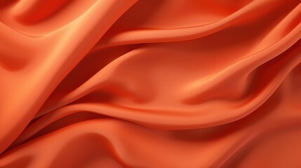 Poster - Soft Orange Fabric Texture with Elegant Draping Ideal for Background or Design Projects Featuring Rich Color and Luxurious Feel