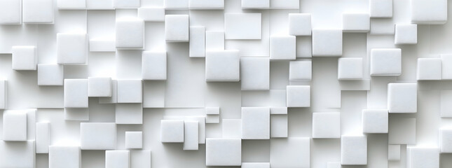 Poster - White background with white cubes of different sizes