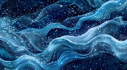 Poster - Blue background with smooth curves and wavy lines, vector illustration