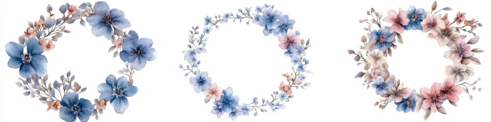 Poster - Three watercolor flowers arranged in the shape of the letter o
