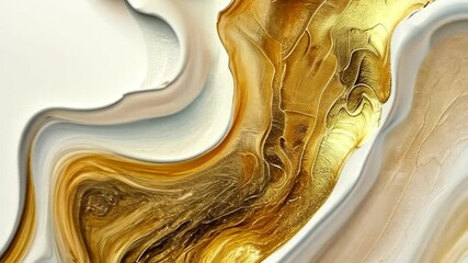 Poster - This animation showcases abstract formations with rich textures and vibrant colors. Golden and silver elements blend fluidly, creating a mesmerizing visual experience that captivates the viewer
