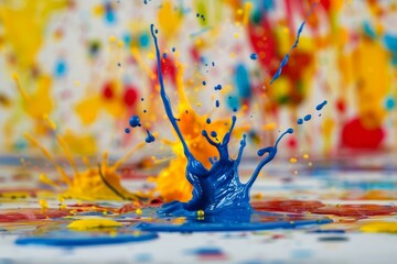 Aufkleber - Dynamic splashes of paint create a vibrant and colorful abstract composition