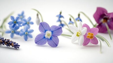 Poster - A close-up shot of a bouquet of colorful flowers on a clean white surface