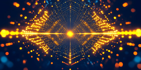 Poster - Abstract background with glowing hexagons, in a black and blue color scheme