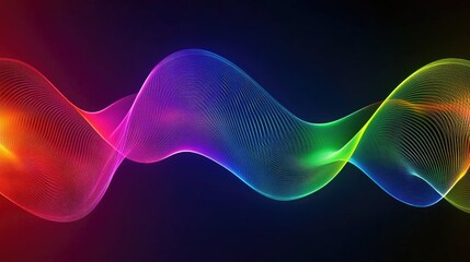 Poster - a vibrant wave of light on a dark background