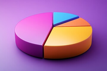 Poster - Colorful pie chart representing data distribution in a modern design on a purple background