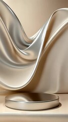 Poster - Fluid metallic shapes gracefully interact in an abstract animation, creating a calming atmosphere filled with smooth transitions and soft lighting effects, capturing the essence of tranquility