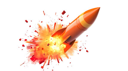 Poster - Powerful Rocket Launch Explosion with Fiery Blast and Billowing Smoke