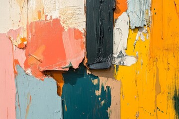Poster - Colorful abstract wall art showcases vibrant layers of paint in a creative urban setting during daylight