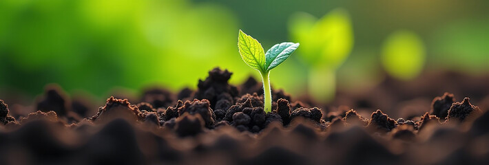 young green shoots began sprout garden soil overnight gentle morning