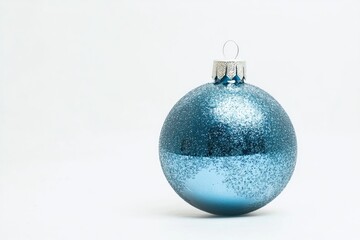 Wall Mural - A blue Christmas ornament on a white background