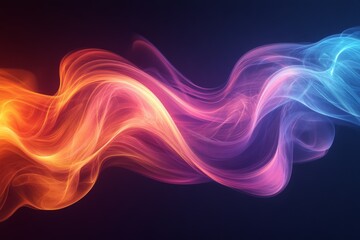 Poster - Colorful abstract wave patterns created by light trails in a dark background environment
