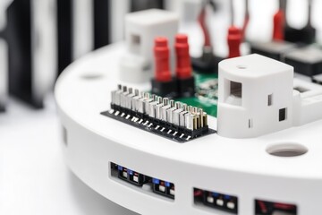 Poster - A close-up shot of a white electronic device, ideal for use in technology or product-related contexts