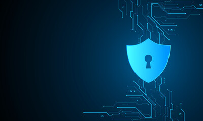 cyber security technology concept , shield with keyhole icon with world map background , personal da