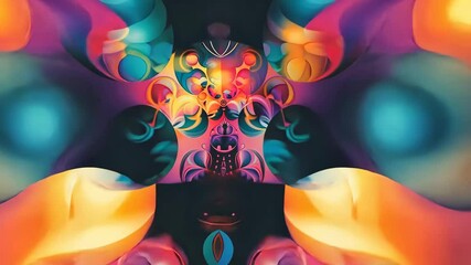 Poster - Dive into an enchanting world of abstract animation featuring dynamic shapes and vivid colors. This piece captivates through mesmerizing patterns and fluid movements, evoking emotion