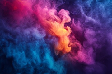 Poster - Colorful abstract cloud of smoke blending shades in vibrant patterns at night