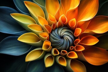 Aufkleber - Stunning abstract floral design with vibrant colors resembling a blooming flower at sunset