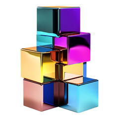 Poster - PNG Metallic Cube Cluster Against Transparent Background for Modern Design, Technology Branding, or Abstract Art Projects