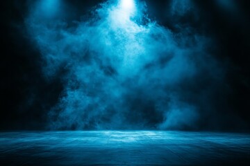 Leinwandbilder - Dark blue stage with smoke effects during a performance at a theater late at night