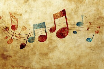 Poster - Vibrant abstract collage featuring colorful music notes