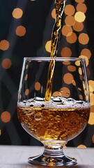 Poster - An up-close, high-contrast perspective showing the bubbles dancing within a golden-hued drink, framed by a gentle burst of twinkling lights.