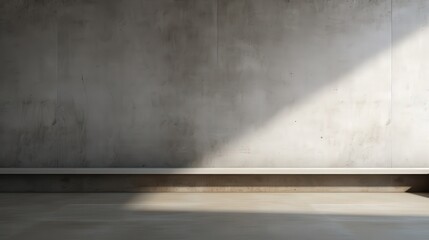 Poster - Empty Concrete Wall with Shadows and Light Overlay in a Minimalist Interior Setting Capturing Modern Architectural Aesthetics