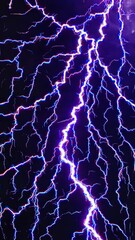 Poster - A high-intensity thunderbolt rendered in shimmering violet, tearing through a midnight sky, its serrated edges blurred with neon-laced VFX elements.