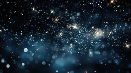 Poster - Bokeh Effect of White Snowflakes on Black Background Creating a Magical Winter Wonderland Atmosphere with Glowing Particles and Sparkling Lights