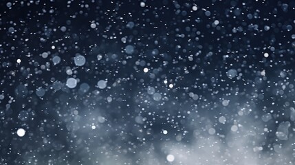 Poster - Beautiful Falling White Snowflakes in a Bokeh Effect Against a Dark Background Creating a Dreamy Winter Atmosphere