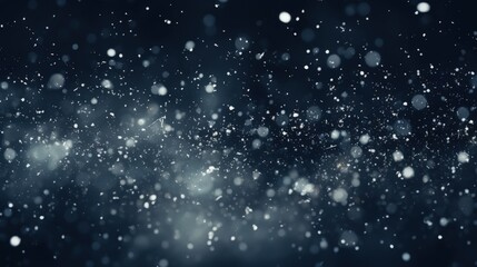 Poster - Snowflakes Falling in Soft Bokeh Effect Against Dark Background, Magical Winter Scene with Frosty White Particles and Dreamy Atmosphere