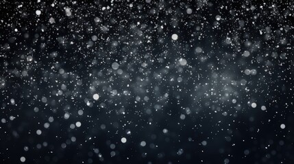 Poster - Bokeh Effect of White Snowfall on a Black Background Creating a Magical Winter Atmosphere for Photography and Design Projects