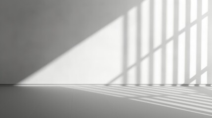 Poster - Abstract Composition of Shadows and Light Patterns on a Minimalist Wall Background with Striking Geometric Lines and Shapes