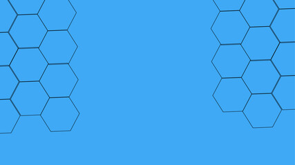 Poster -  Abstract honeycomb pattern hexagonal blue background. Black hexagonal or honeycomb pattern on black backdrop background.