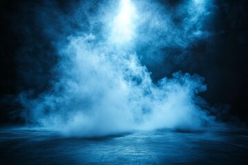 Leinwandbilder - Mystical blue fog envelops the stage during a performance at a local venue in the evening