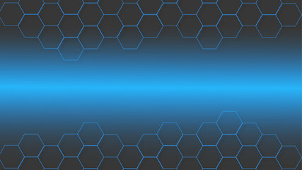 Poster - Abstract blue backdrop background with a honeycomb pattern. Hexagon honeycomb outline art for design element. Hexagon pattern honeycomb blue background.
