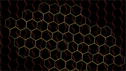 Poster - Abstract honeycomb pattern hexagonal background. Golden hexagon honeycomb outline art for design element. Golden hexagon pattern honeycomb background. Honeycomb concept design abstract technology bg.
