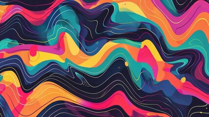 Poster - This abstract animation features a mesmerizing blend of vivid colors and fluid lines that weave together