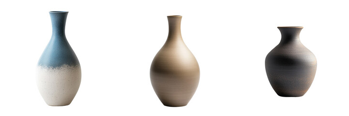 Aufkleber - Ceramic vases in different colors and shapes displayed on a neutral background for artistic inspiration