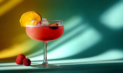 Sticker - Modern delicious classic cocktail drink with fresh fruit Generate AI