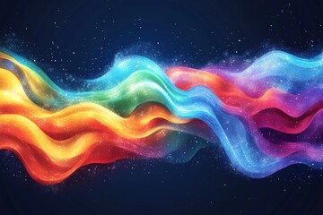 Aufkleber - Colorful waves of light flow through a starry background creating a mesmerizing cosmic effect